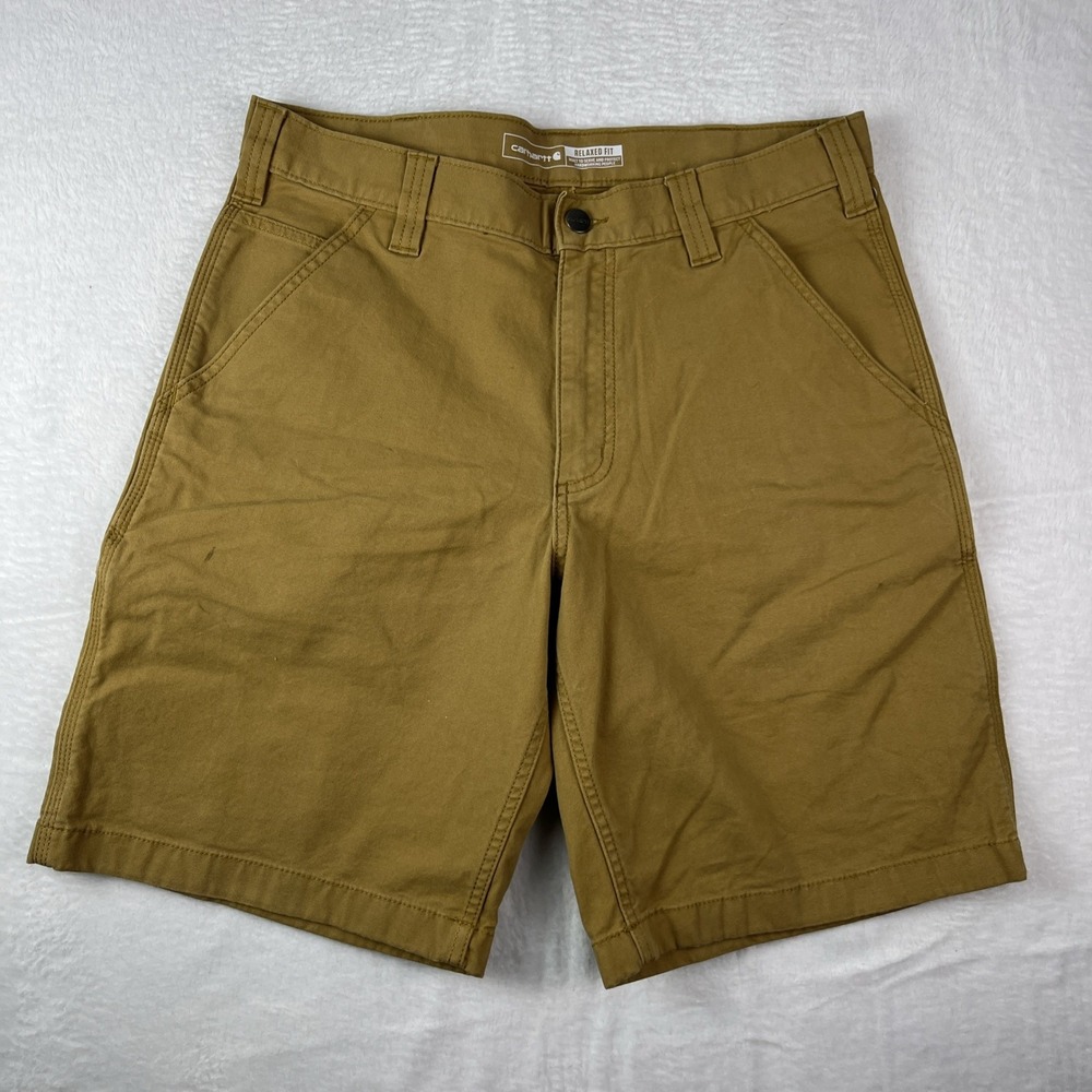 Carhartt Relaxed Fit Carpenter Shorts Mens 33 Khaki Flat Front Workwear Outdoor